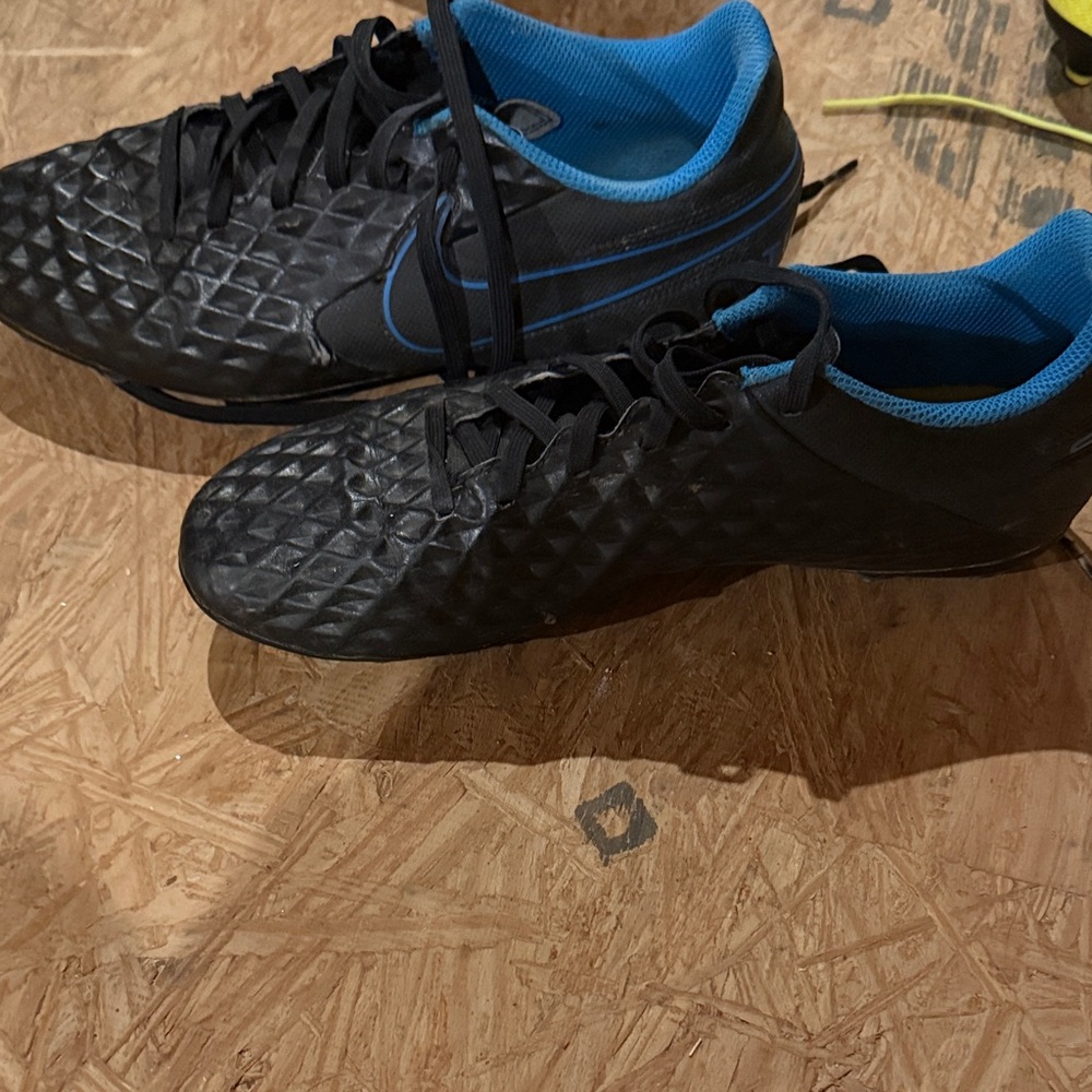 Nike Tiempo Black and Blue Cleats